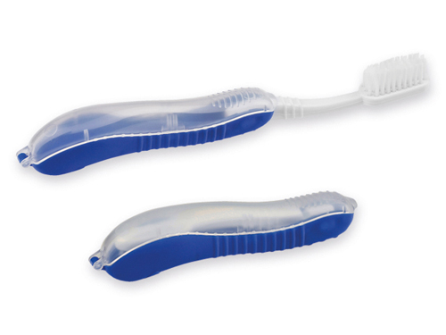 BRUSH plastový skládací kartáček na zuby, modrá